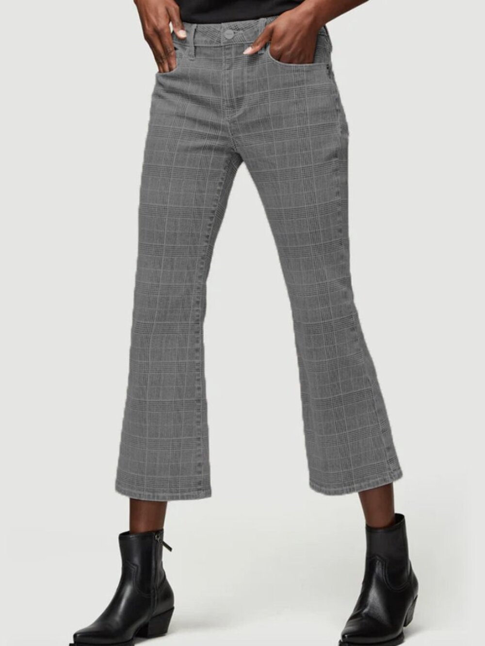 Frame Le Cropped Plaid Mini Bootcut Jeans